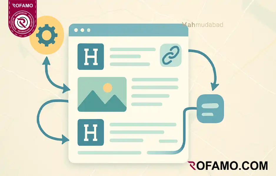 بهینهسازی داخلی سایت در سئو محمودآباد شامل عناوین، متا، تصاویر و لینکهای داخلی